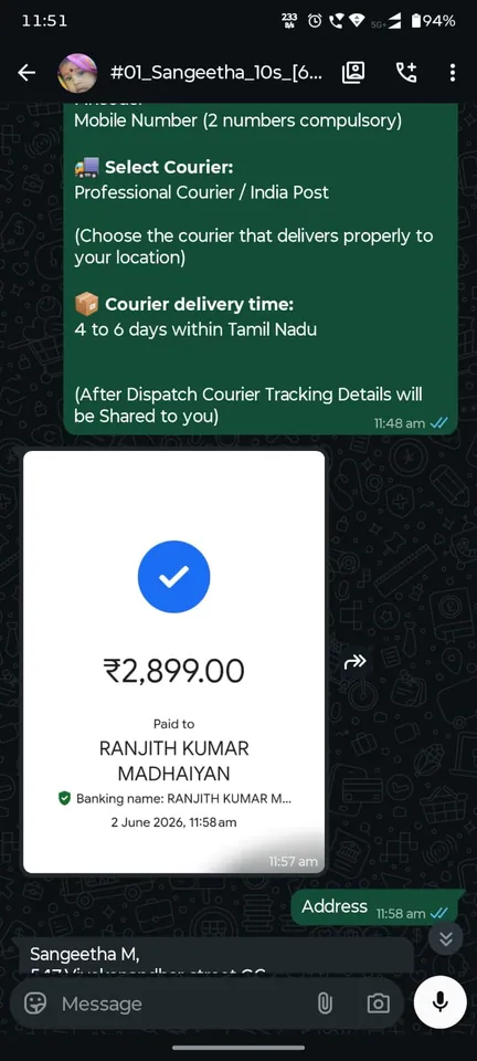 Verified UPI payment confirmation from TNPSC booklet order 5