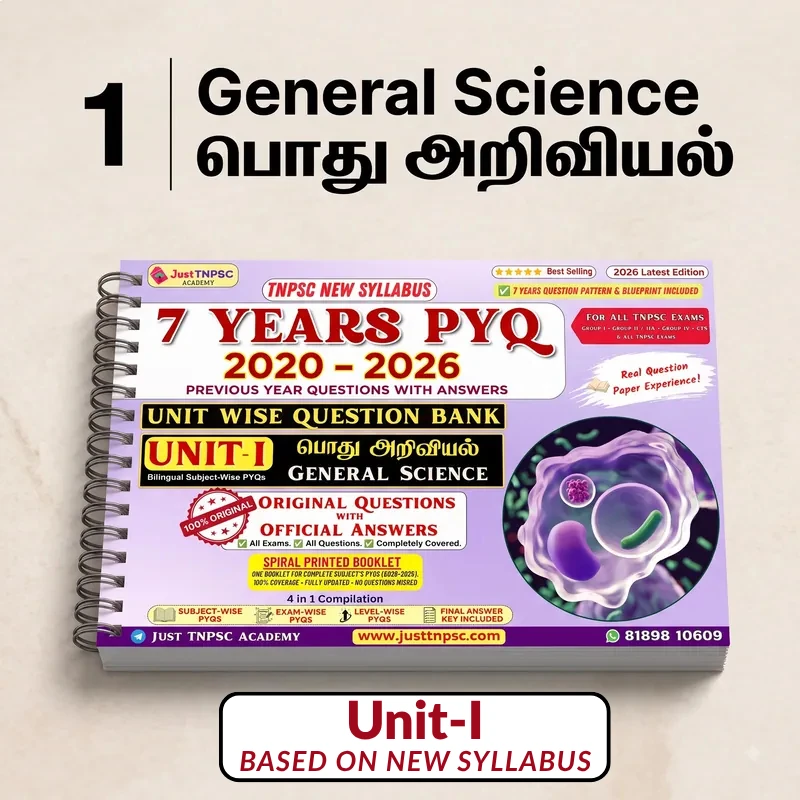 TNPSC General Science PYQ Spiral Booklet — Just TNPSC Academy