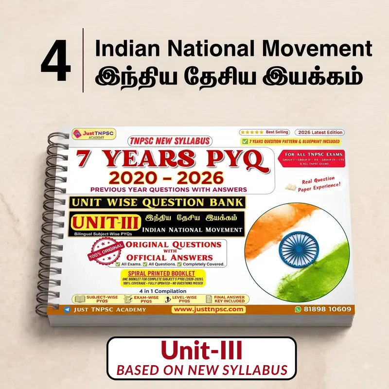 TNPSC Indian National Movement PYQ Spiral Booklet — Just TNPSC Academy