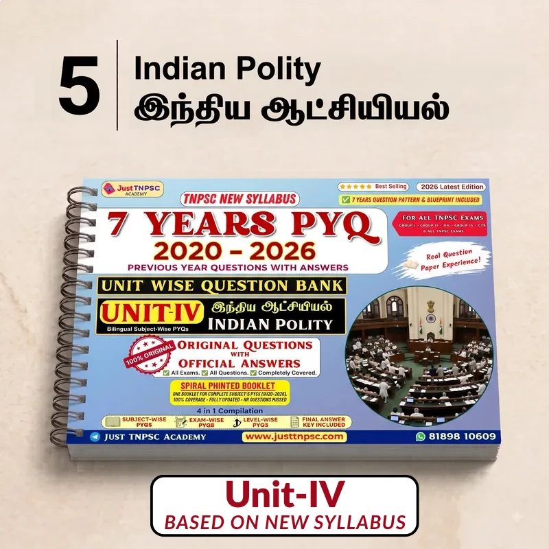 TNPSC Indian Polity PYQ Spiral Booklet — Just TNPSC Academy