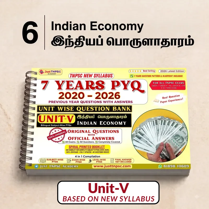 TNPSC Indian Economy PYQ Spiral Booklet — Just TNPSC Academy