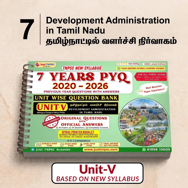 TNPSC Development Administration in TN PYQ Spiral Booklet — Just TNPSC Academy